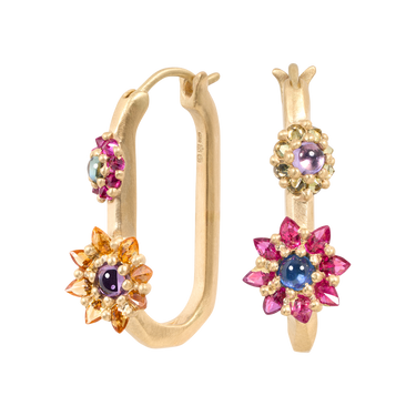 Blossom Crush Daisy Oval Hoop Earrings - Made to Order
